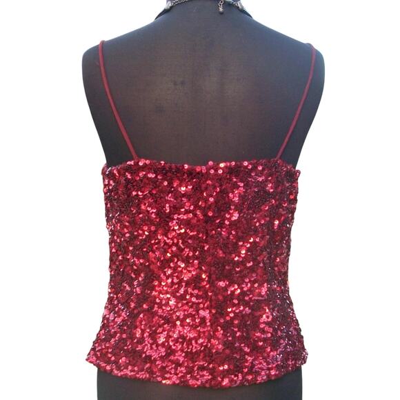 Cache Red Sequin Encrusted Halter Asymmetrical Bustier Event Lined Top $138 NWT - Picture 7 of 7